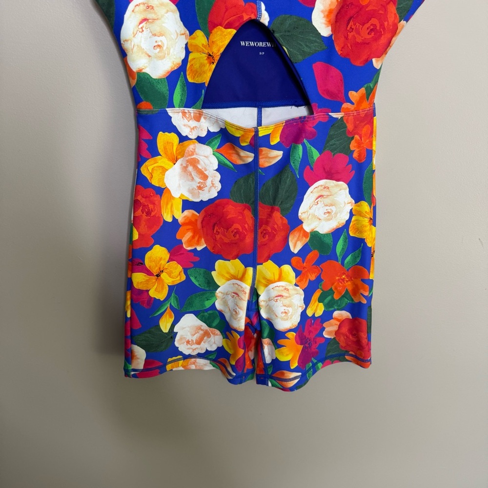 WeWoreWhat Blue Floral Cutout Jumpsuit Romper - Picture 4 of 7